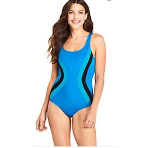 Lands' End | Blue Illusion Stripe One Piece Swimsuit